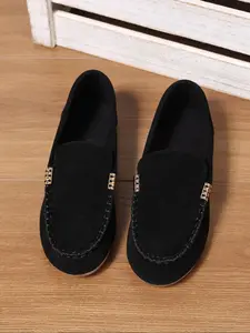 Women's Square Toe Loafers Comfortable Work Shoes, Cute Slip-On Ballet Flats, Fashion Versatile Office Shoes, PU Leather, All Seasons, Commuter Shoes Work