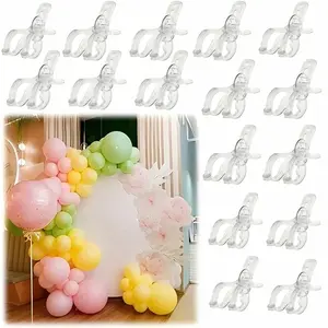Set of 16 Large Balloon Arch Clips — Transparent Plastic Backdrop Spring Clamps, 3.5-Inch Heavy-Duty Grips. Suitable for Balloon Arch Kits, Birthday Decorations, Crafts, Woodworking, Photography Studios, and Balloon Party Supplies.