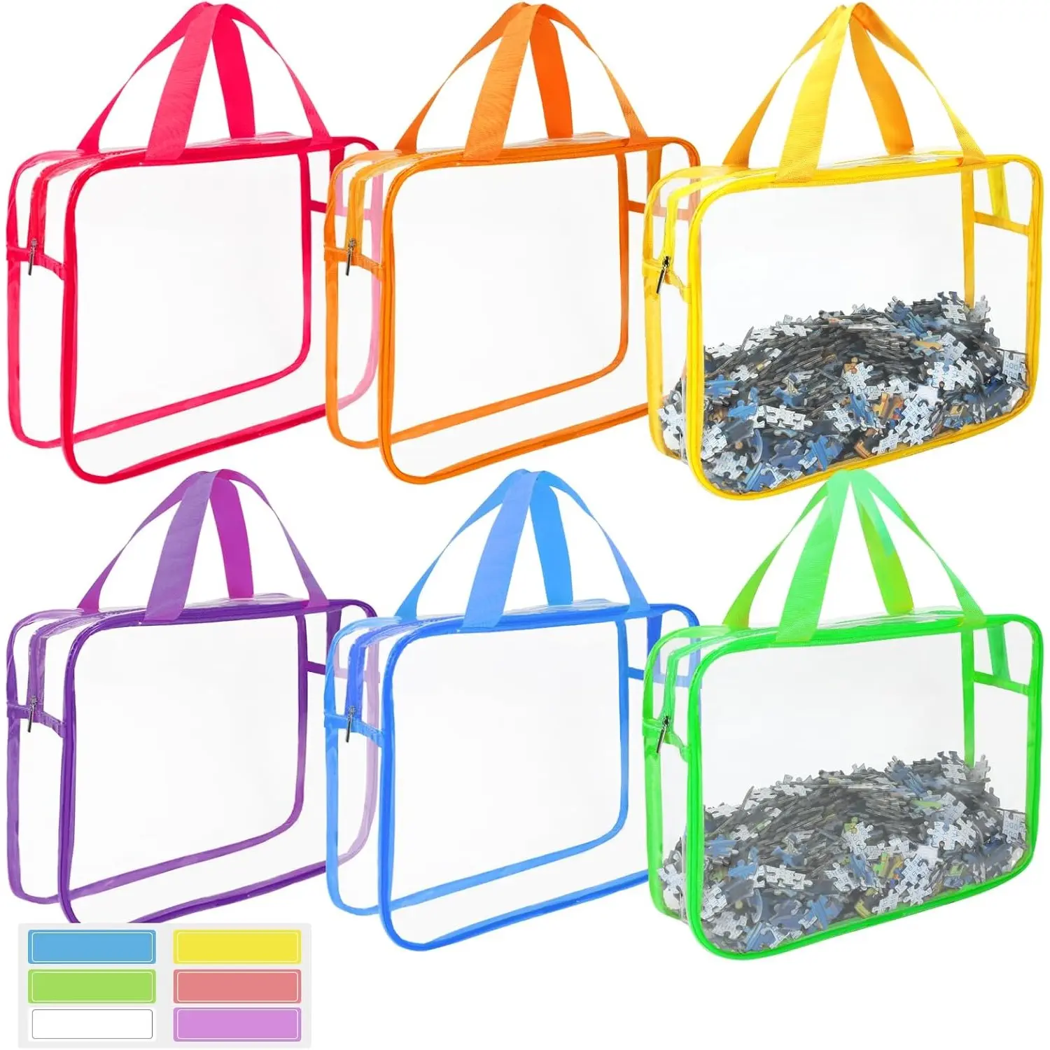 6Pcs/Set Toy Storage Bags with Zipper,Clear Toy Organizer with Labels for Storage,Dust-Proof And Waterproof Toy Travel Bag for Store Building Blocks,Puzzles,Halloween Christmas Party Fathersdaygift,Hand Tools Kits