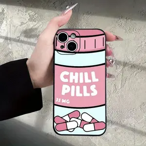 Creative Relaxation Pill Pattern High-Quality Soft Protective Phone Case,Featuring Ultra-Thin and Shockproof Design. It Is A Popular Product. An Ideal Holiday or Birthday Gift for Girlfriends, Boyfriends, Women, Men,Case Suitable for Iphone and Samsung