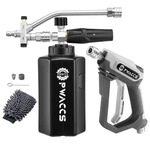 【fathersdaygift】PWACCS Pressure Washer Foam Handheld with 4000 PSI, 1.5 Liter, 1/4" Quick Connector, M22 Male Inlet, Short Foam Cannon & Double Tip Attachment Car Wash Kit,