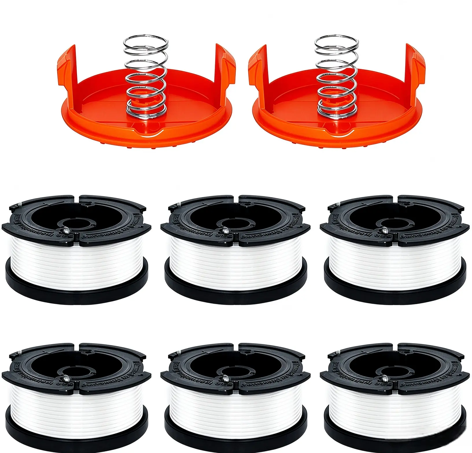 8 Pack Weed Eater String Compatible with Black+Decker, AF-100 0.065" 240ft Automatic Feed, Perfect Fit, Weed Eater Spool, String Trimmer Replacement Spool for Black&Decker, 6 Spool+2 Cap+2 Spring
