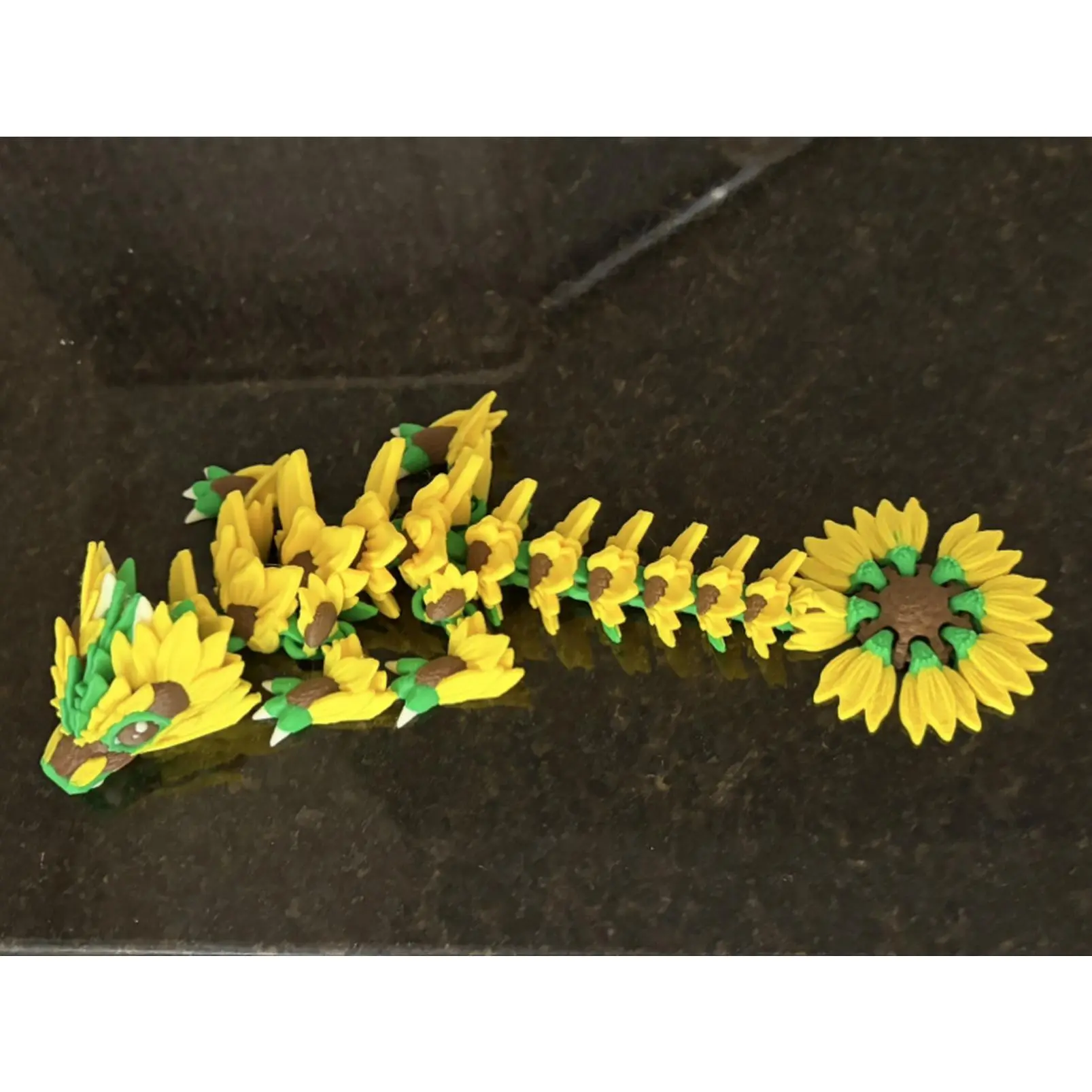 Baby Sunflower Dragon Articulated- Yellow and Green Design with Sunflower Pattern
