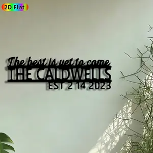 1pc "The Best Is Yet to Come" Family Name Metal Wall Art, The Caldwells EST 2023 Statue Mural, Artistic Wall Sign, Perfect for Anniversary, Housewarming Decor, Perfect for Living Room Bedroom Office Decor, Ideal Gift for Family Name Enthusiasts.
