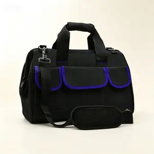 Waterproof Heavy Duty Tool Bag, Wide Mouth Tool Tote Organizer, 22 Inch Tool Bag with Adjustable Shoulder Strap, Large Capacity Tool Kit for Men Women, Durable Tool Carrier with Reinforced Bottom