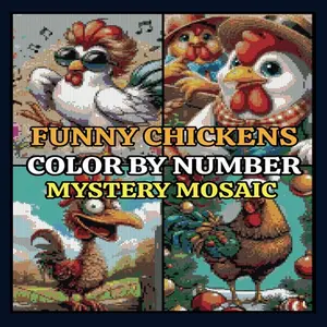 Funny Chicken Mystery Mosaics: 50 Color by Number Pixel Art Puzzles for Adults & Kids | Laugh, Color & Relax!