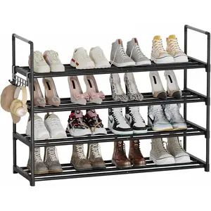 Shoe Rack - 4-Tier Shoe Organizer with Adjustable Shelf Height, Sturdy Shoe Storage Shelf,  for Front Door Entrance, Closet & Entryway, Easy to Assemble, DIY Layering Options (M - 4 Tier)