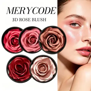 MERYCODE 3D Rose Petal Blush Long Lasting Peach Glow Natural Floral Scent Silky Smooth Powder Romantic Rose Design Luxury Cosmetic Gift Lightweight Flower Makeup