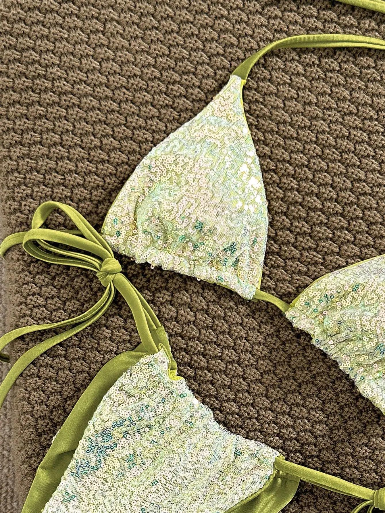 Fresh floral green bikini set