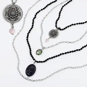 Grateful Thankful Blessed Mandala Original Necklace Layering Bundle Pendant Design Crystal Pendant