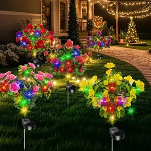 Four-Piece Mixed Color Outdoor Waterproof Solar Trailing Flower Lights, Solar Powered Light, Garden Decorative Lighting, Garden & Lawn Decor, Perfect Mother's Day Gift