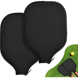 2 count Pickleball Paddle Covers, Universal Case Size - 8.6 x 12.2 inches Zippered Racket Sleeve, Durable Neoprene Paddle Cover, Paddle Storage Bag for  USAPA Standard (Black) (Black)