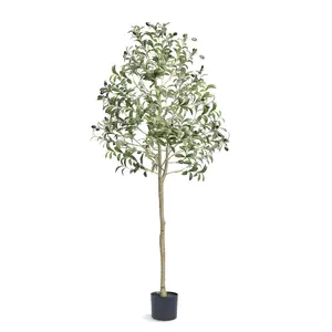 VEVOR 5 FT Tall Artificial Olive Tree, Secure PE Material Faux Potted Plant with Anti-Tip Protection, Low-Maintenance Decorative Fake Tree for Home Office Indoor Outdoor