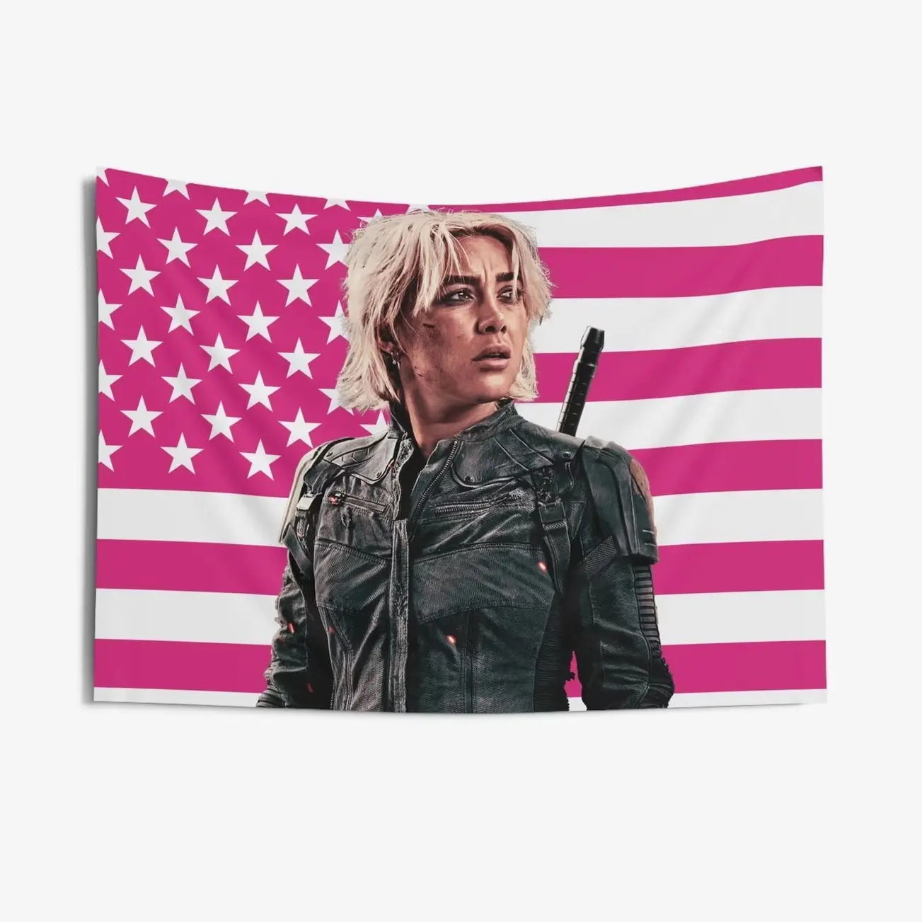 Yelena Indoor Wall Tapestries, Florence Pugh Pink Flag