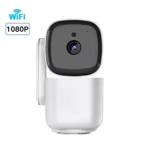Remote monitoring camera, monitoring babies and pets, brand new indoor full tilt smart camera, 1080p HD dog camera, equipped with night vision capability, features motion detection, cloud storage, and SD card storage, supports 2.4G WiFi. (White) outdoor