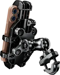 Kewig Motorcycle Phone Mount with Vibration Dampener, Anti-Shake Cellphone Cradle with Metal Handlebar Mounting Base Bike Phone Holder for Motorcycle Scooter ATV Fit 5.4-6.9" Phone