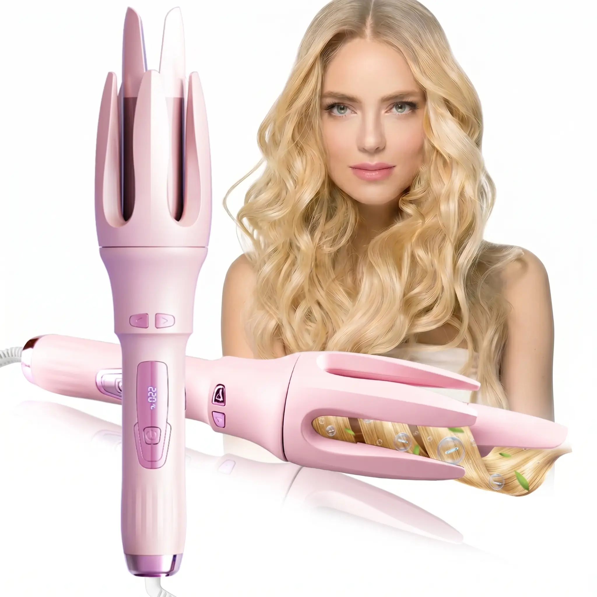 Air T3 Automatic Hair Curler, Automatic Curling Iron, 4 Temperature Settings, Dual Voltage Rotating Curling Iron, 1.25 inch Fast Heating and Auto Shut-Off Function, Suitable for Professional Hairstyling