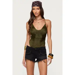 Elenie Fringed Cowl Neck Top