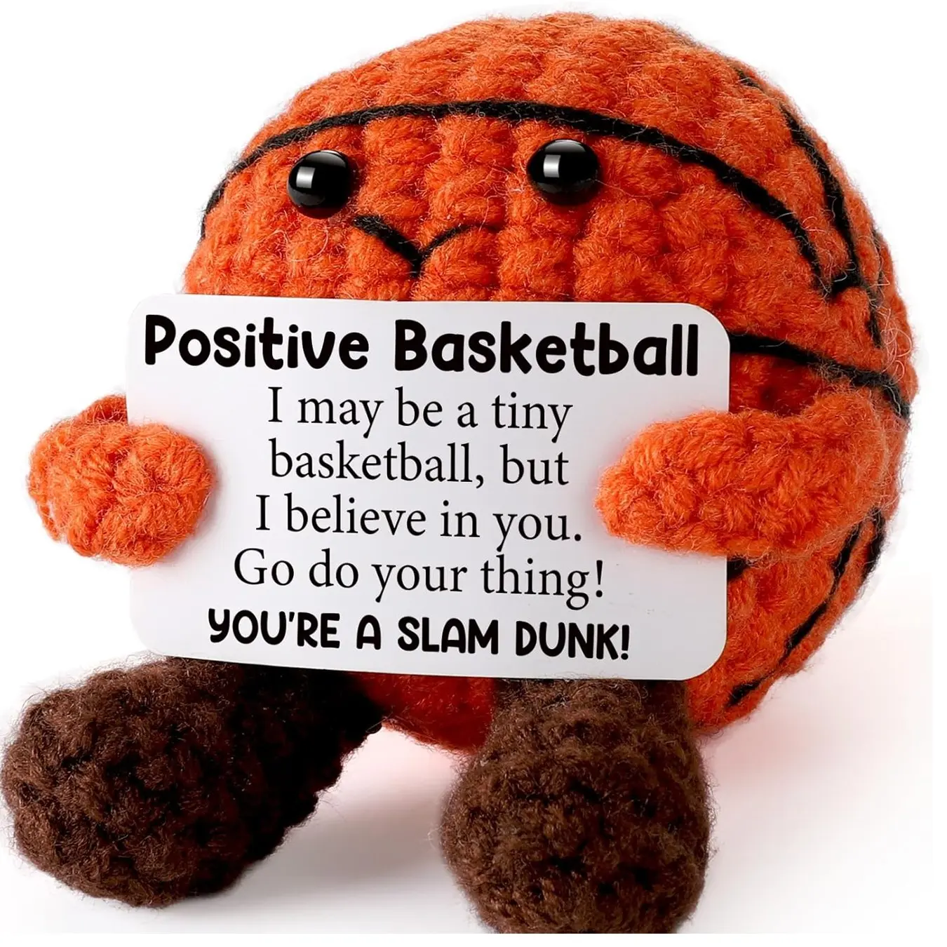Positive Crochet Basketball Gift, Knitted Emotional Support Gift for Men Women Friends Son Daughter Teammate, Handmade Birthday Graduation Christmas, Cuddly Doll Gift