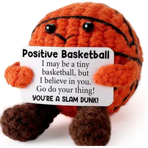 Positive Crochet Basketball Gift, Knitted Emotional Support Gift for Men Women Friends Son Daughter Teammate, Handmade Birthday Graduation Christmas