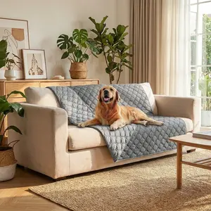 Double-Sided Waterproof Dog Blanket | Reversible Couch Cover | Scratch Proof Furniture Protector | Washable Pet Sofa Bed Cover (Grey, 52x82 Inch)Non-Slip Non-Slip Dog Bed Cover | Keep Your Couch Clean from Dogs & Cats!