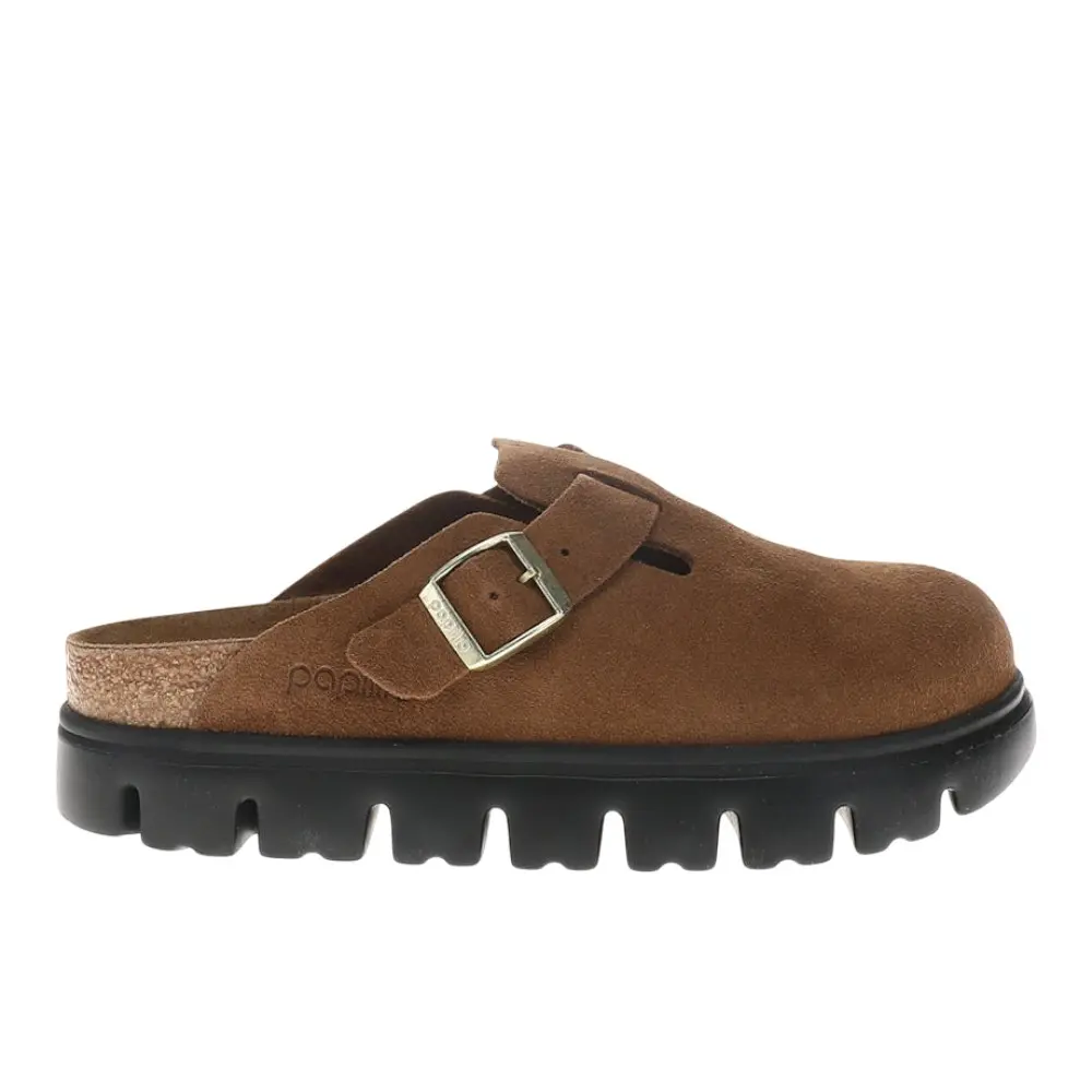 BIRKENSTOCK Womens Boston Chunky Suede Leather Clogs Casual - Brown BIRKENSTOCK Womens Boston Chunky Suede Leather Clogs Casual - Brown
