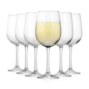 Libbey Vina White Wine Glasses Set of 6, 18.25 Oz Elegant, Fancy Glasses Drinking Set, Stemmed Wine Glasses for Weddings, Birthdays, Parties and More