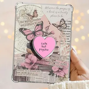 Cute But Psycho Hot Pink Heart Magnetic Kindle Grip Book Lover Cute Kindle Accessories Phone Holder PopSocket Phone Grip Magnetic Pop Socket Phone Grip