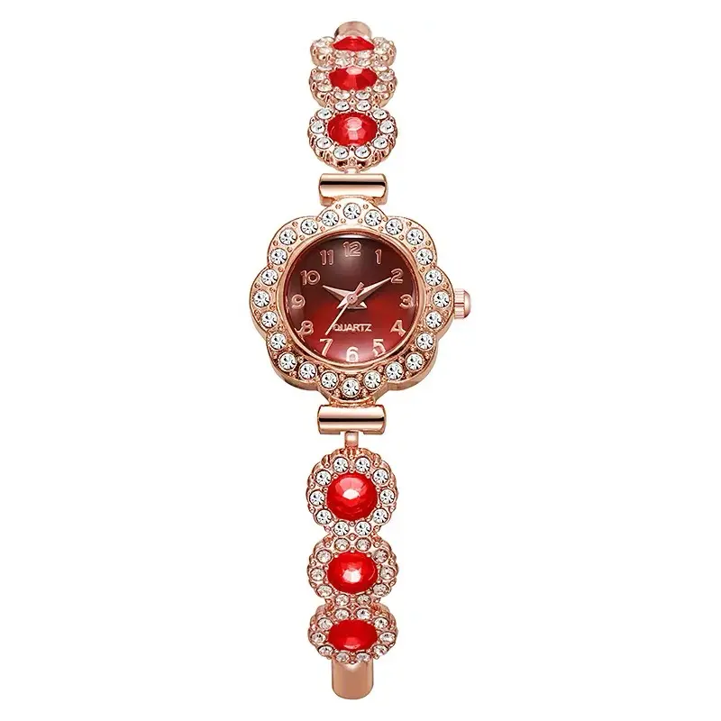 Women Luxury Crystal Watch Bracelet 2PcsSet Bling Rhinestone Quartz Wristwatch GiftFor Her