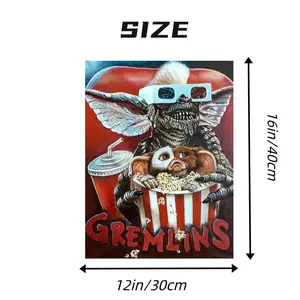 Vintage Gremlin Horror Movie Canvas Art Poster, 12x16" - Frameless Wall Decor for Home, Office, Cafe | Perfect for Bedroom, Living Room, Kitchen, Bathroom