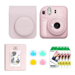 Fujifilm Instax Mini 12 Instant Film Camera, Blossom Pink Bundle with Instax Mini Custom Case, Accessory Kit and Daylight Film, 4x Twin Pack (80 Exposures) ISO 800