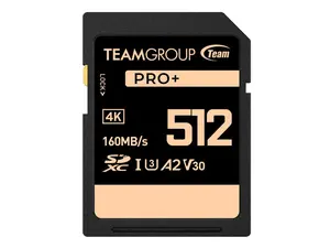 Team Group 512GB PRO+ SDXC U3 V30 A2 4K SD Card, Read/Write Speed Up to 160/90MB/s (TPPSDX512GIA2V3001)
