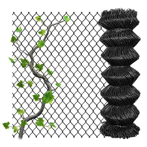 PVC Black Vinyl Coated Chain Link Fence Fabric 72inch x 50ft 13Gauge Diamond Mesh Wire Fencing Roll for Residential Commercial Property Protection Athletic Field Garden Animal Enclosure
