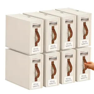 4/8 pcs bed sheet organizer, bed sheet storage boxes and clothing storage boxes, suitable for wardrobes, under beds, and closets; can store clothes, bed sheets, down quilts, etc.; box with transparent window; under-bed storage