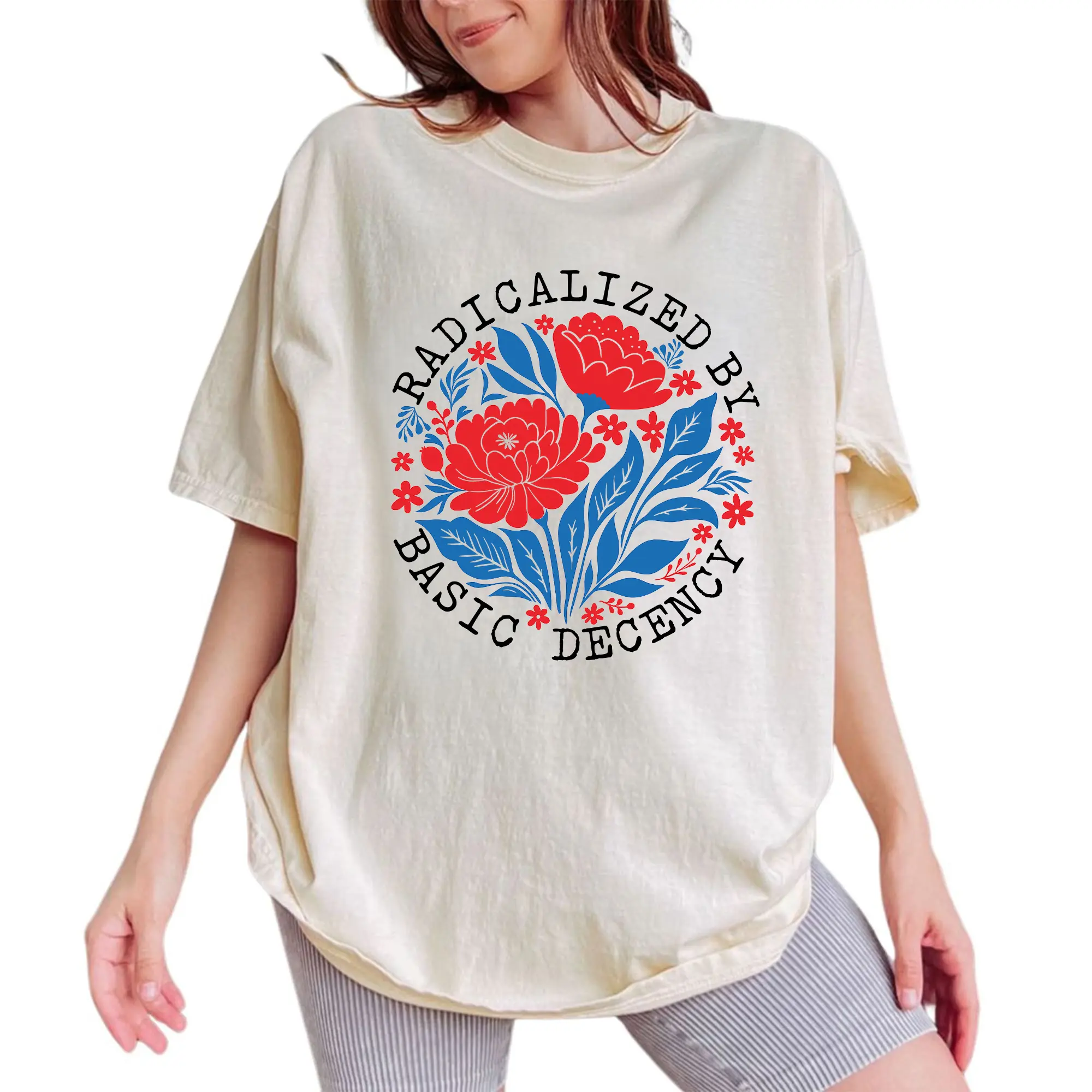 ChicCotton Radicalized By Basic Decency Comfort Colors Shirt, Social Justice Activist T-shirt, Protest Graphic Tee, Liberal Clothing
