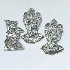 Set of 3 Archangels Miguel Gabriel and Rafael Wall Decor 10" x 6" Each Polished Pewter Made in Mexico