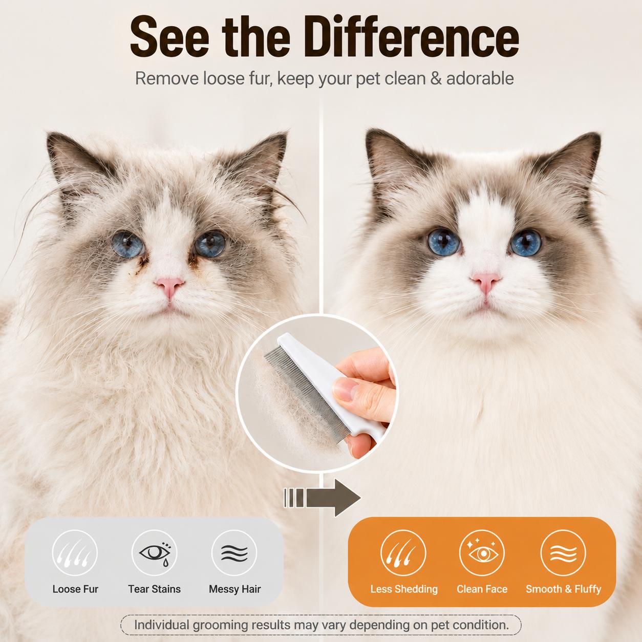 Pet Face Comb Set for Cats & Dogs, Fine Tooth Stainless Steel Grooming Comb, Removes Loose Fur, Flea & Lice Removal Comb, Anti-Shedding, Small & Large Size (2PCS) Pet Face Comb Set for Cats & Dogs, Fine Tooth Stainless Steel Grooming Comb, Removes Loose Fur, Flea & Lice Removal Comb, Anti-Shedding, Small & Large Size (2PCS)