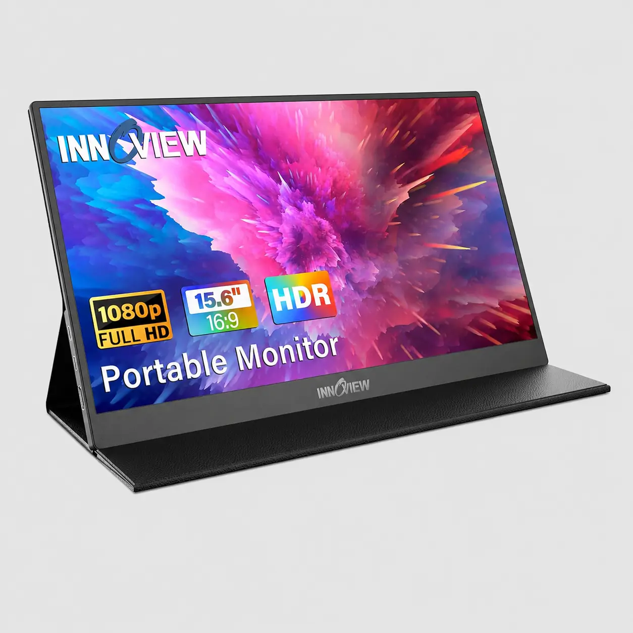 InnoView 15.6 Inch Portable Monitor, FHD 1080P USB-C HDMI External Display with Built-In Speaker and Protective Cover for Laptop, MacBook, PC, Switch, PS5 and Xbox