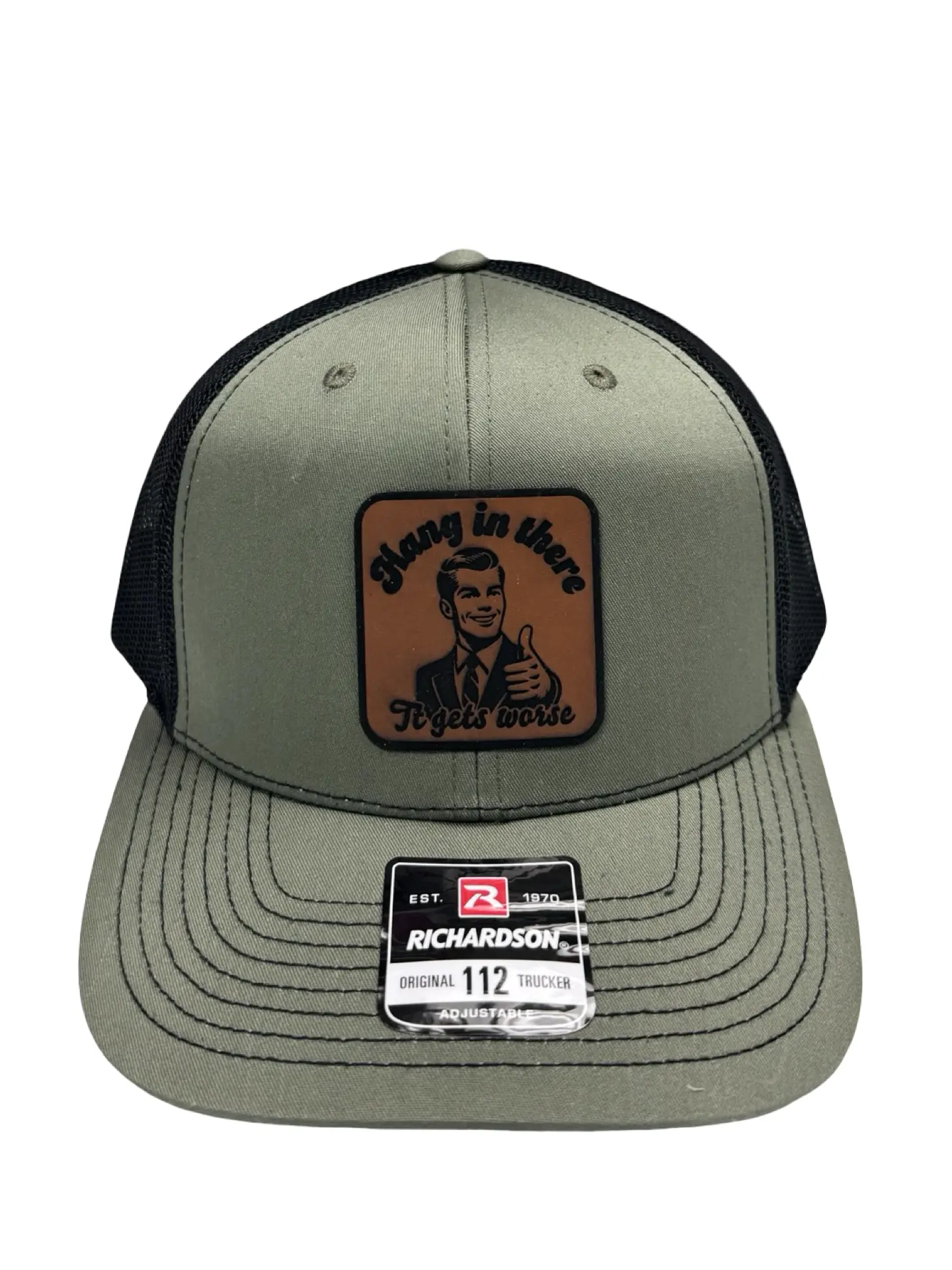 Hang in There it Gets Worse Hat Richardson 112 Trucker Hat Snapback Meshback Adjustable Size
