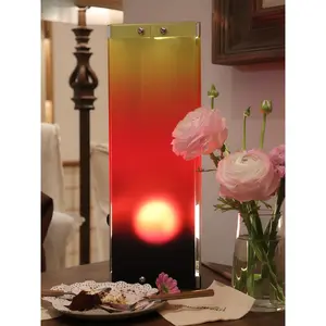 Premium Creative Design Sunset Table Lamp| Aircraft-Grade Aluminum Height Adjustable| Gradient Acrylic Lampshade| Luxury Home Office Desktop Decor