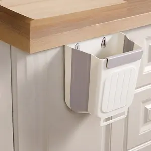 Durable Plastic Hanging Trash Can Under Cabinet Design, Covered Kitchen Garbage Bin No Drilling Required, Space-Saving Home Kitchen Storage Organizer