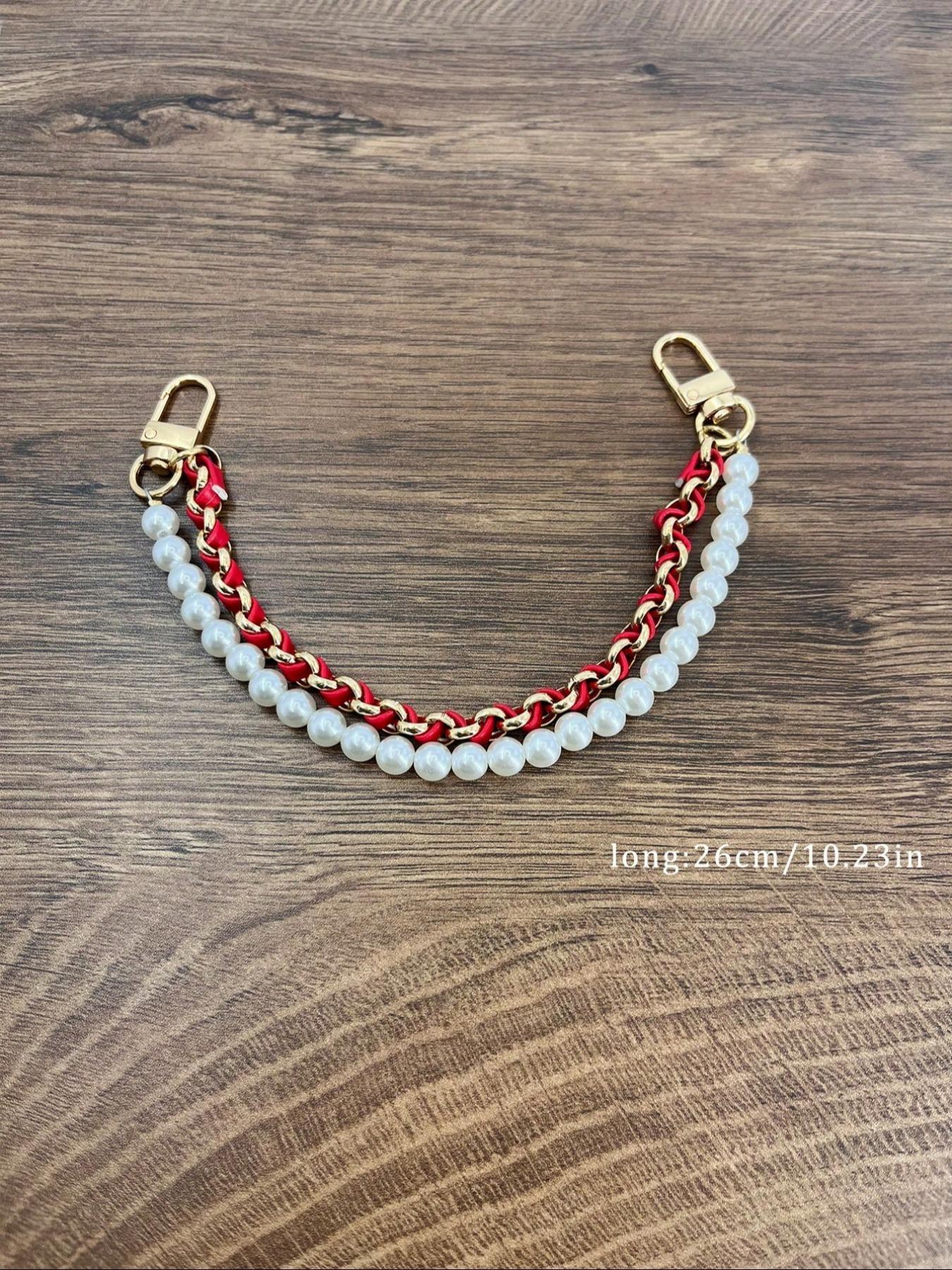 Fashionable Solid Color Pearl Extended Chain, Fashionable Chain Strap, Stylish Bag and Handbag Accessory for Everyday Use, Trendy Mobile Chain, Phone Lanyard