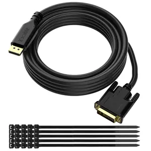 Gold-Plated DisplayPort to DVI Cable - 25 FT, DP to DVI-D Male to Male Converter, 1080P@60Hz, for PC, Desktop, Laptop, HDTV, Projector, Monitor