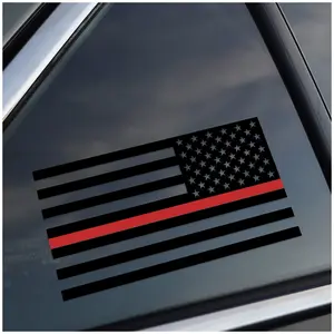 Reverse Thin Red Line Firefighter Support Vinyl Car Window Decal Sticker