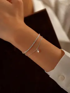 Women's Elegant Rhinestone Decorated Link Bracelet, Exquisite Trendy Bracelet, Fashionable Jewelry for Women As Gift, Rhinestone Bangle Bracelet