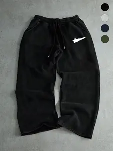 Men's Letter Star Print Straight Leg Sports Pants, Street Fashion Casual Regular Fit Graphic Pants, Comfortable All-Season Wear. cut essentials pants.  eptm pants, Sports Bottoms