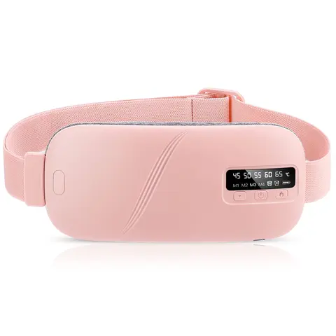 Cordless Rechargeable Belt Shape Portable Menstrual Heating Pad - Smart Uterus Warmer Waist Belt with Adjustable Heating Temperature, Vibration Massage for Cramps Relief, Lumbar Care Appliance for Waist Area