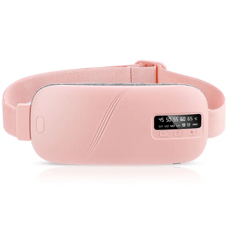 Cordless Rechargeable Belt Shape Portable Menstrual Heating Pad - Smart Uterus Warmer Waist Belt with Adjustable Heating Temperature, Vibration Massage for Cramps Relief, Lumbar Care Appliance for Waist Area