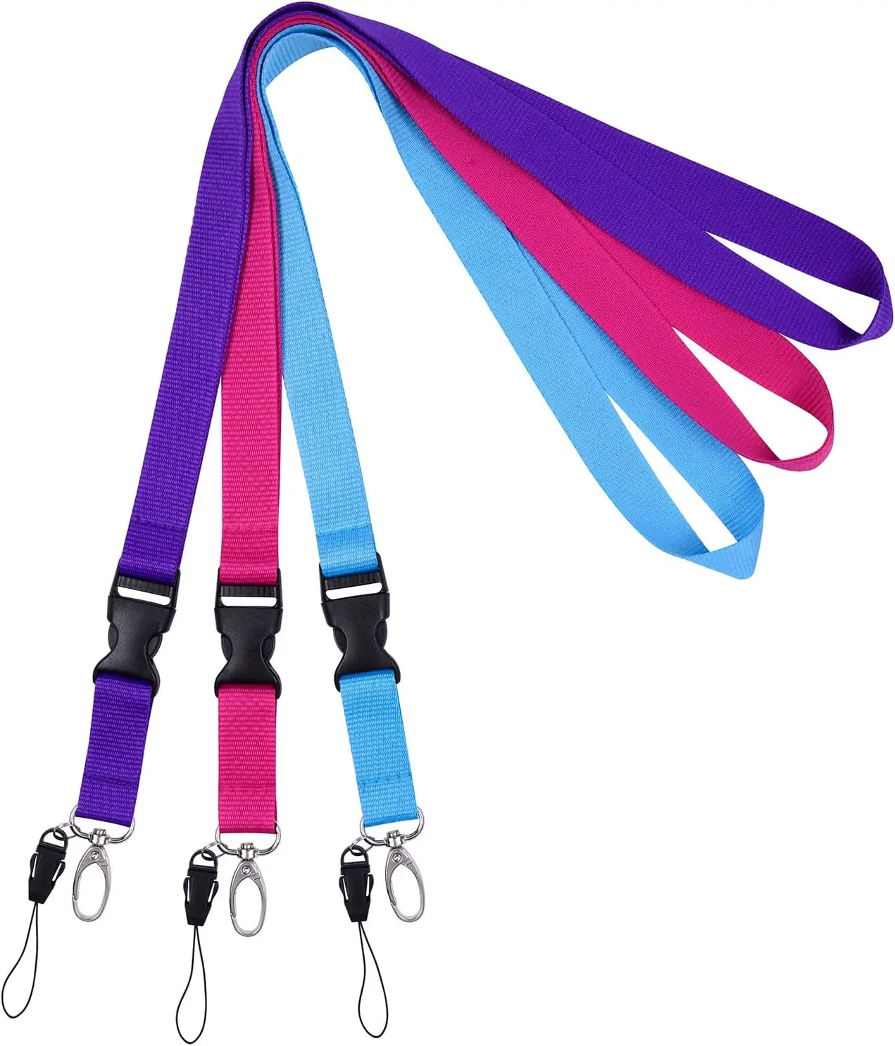 Office Lanyard, 3 Pack 23 inch Quick Release Neck Strap Lanyard with Detachable Buckle, String Loop for Keys, ID Badges, Card Holder, USB Flash Drives, Phones - Purple, Hot Pink, Light Blue