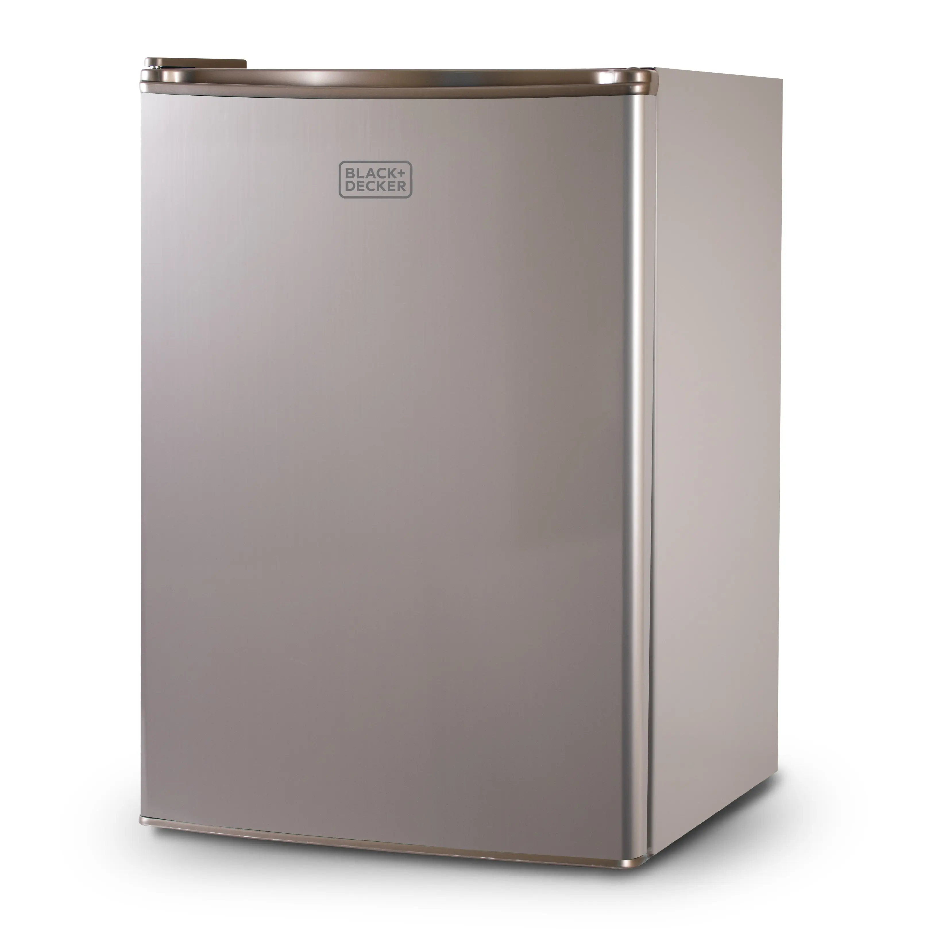 BLACK+DECKER 2.5 Cu. Ft. Compact Refrigerator, ENERGY STAR Rated, Single Door Mini Fridge with Chiller Compartment, Personal Fridge for Home or Dorm Room, R600a Refrigerant, BCRK25V, Stainless Look